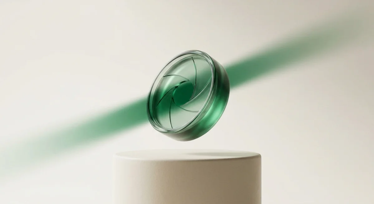 A precise glass aperture lens, symbolising clear visibility into tracking before consent