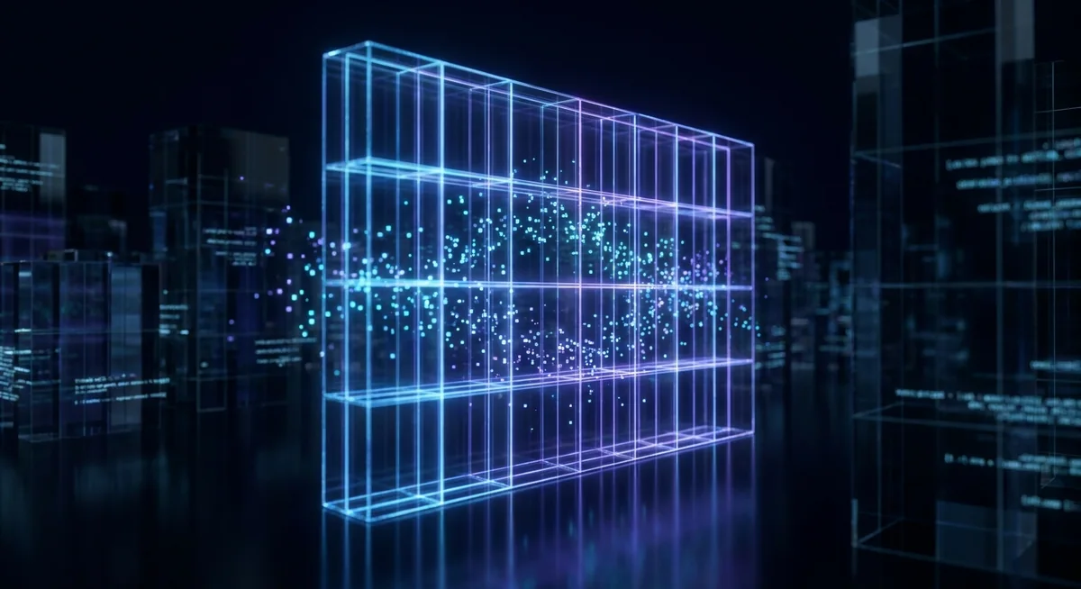 A glowing neon firewall grid blocking tracking pixels in the dark